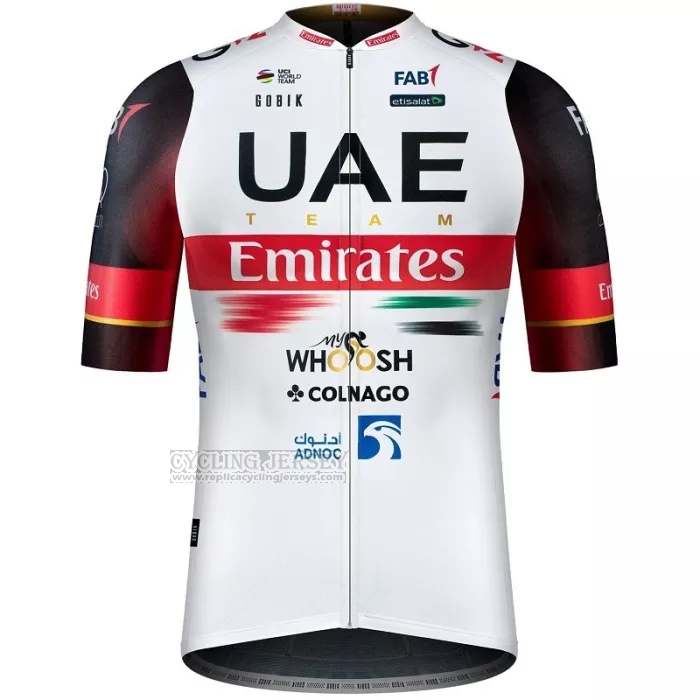 2022 Cycling Jersey UAE Black White Red Short Sleeve and Bib Short